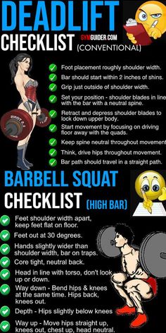 the deadlift checklist is shown with instructions for how to do it and what to use