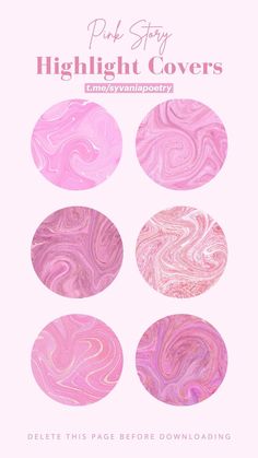 pink swirly highlight covers are shown in four different sizes and colors, with the text below