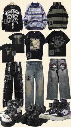 Whats your favourite combo?? :) #grunge #grungeclothes #grungecore #grungeclothing #grungeaesthetic #aesthetic #clothes #clothing #outfit #grungeoutfit #outfits #grungeoutfits #grungeoutfitideas #outfitideas #outfitinspo #grungeoutfitinspo #cool #coolclothes #fashion #alt #alternativefashion #alternative #altclothes #style Grunge Outfits 80s Men, Men Style Grunge, Boys Grunge Outfits, Losercore Outfits Male, Gurenge Outfits, Grunge Boy Outfits 90s, 90s Alt Fashion, Mens Outfits Grunge, Downtown Grunge Outfits