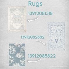 the rugs are in different colors and sizes