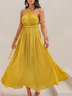 Unleash your inner BOHO SOPHISTICATED QUEEN with the GYPSY Backless Maxi Dress. Effortlessly chic and versatile, this dress features a flattering backless design that will turn heads wherever you go. Say goodbye to boring outfits and hello to fun and fashion-forward style!  PRODUCT MEASUREMENTS (INCH) ⏹️  Size US Length Bust Waist Waist Stretch Amount S 4 49 34.6 24.8 37 M 6/8 49.4 36.2 26.4 38.6 L 10/12 49.8 38.6 28.7 40.9 XL 14 50.2 40.9 31.1 43.3    Stretch: No stretch  Body: Not lined  Mater Trendy Clothing Stores, Dropshipping Products, Viscose Dress, Backless Maxi Dresses, Swiss Dot, Maxi Dress Blue, Sleeveless Maxi Dress, Dress Romper, Spring Summer Outfits