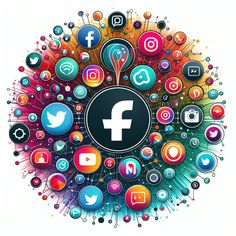 a circular arrangement of social media icons