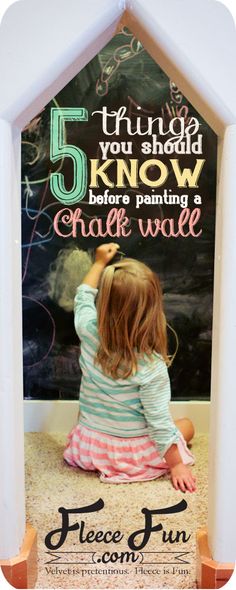 How to paint a chalkboard wall.  5 easy tips that your should know BEFORE your paint! Chalkboard Walls, Basement Playroom, Girls Playroom, Playroom Organization, Playroom Ideas, Chalkboard Paint