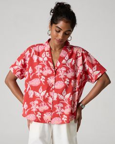 Summer shirts to live in - starting at ₹2,500/- / Only the essentials by #SUMMERHOUSE / In store now Floral Top Outfit, Cuban Collar Shirt, Kurta Patterns, Instagram Summer, Simple Trendy Outfits, Tailored Shirts, Red Shirt, Collar Shirt, Sustainable Fabrics