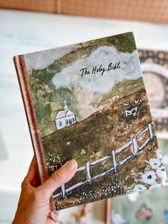 Pasture of Peace ESV Journaling Bible - designed by Christy Beasley – Kingfolk Co Loaded Bible Gift, Decorating Bible Cover Ideas, Painted Journal Covers Ideas, Bible Makeover, Painted Bible Ideas, Bible Designs Cover, Bible Personalization, Decorated Bible Cover, Aesthetic Bibles