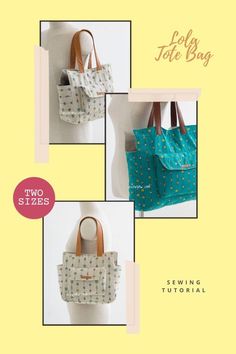 three different bags are shown with the same pattern on them, and one is for sale