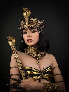 Egyptian Princess Makeup, Egyptian Halloween Makeup, Gold Fantasy Costume Hat With Tall Crown, Gold Tall Crown Fantasy Hat, Fantasy Gold Headpiece For Costume, Gold Tall Crown Costume Hat, Gold Costume Hat With Tall Crown, Gold Regal Headpiece With Tall Crown, Gold Fantasy Crown Costume Headpiece