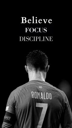 the back of a soccer player's shirt with text above it that reads, believe focus