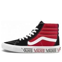 Mid Top, Logo Black, Vans Sk8, Red Suede, Stylish Sneakers