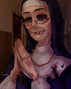 an animated image of a nun holding her hands together