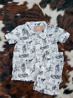 Dress your little one in the spirit of the wild west with our Western Cowboy Pajama Set for Kids. Expertly tailored for comfort and style, these pajamas feature classic western designs, ensuring your child enjoys both comfort and style. Perfect for bedtime stories or lounging on a lazy weekend morning, get yours today at Big Country's Western Wear! Western Christmas List Ideas, Western Pjs, Western Gift Ideas, Country Boutique, Riding Outfits, Western Designs, Western Fits, Western Stuff