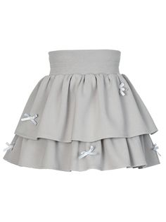 Step into timeless elegance with our High Waist Gray Bowknots Tiered Skirt with Undies. This exquisite piece features a flattering high-waist design that accentuates your silhouette, while the delicate bowknots add a touch of charm and femininity. The tiered layers create a graceful, flowing effect, perfect for twirling and making a statement. Complete with matching undies, it offers an all-in-one solution for a polished and cohesive look.  Garment Size   	 		 			Size 			S 			M 			L 		 		 			Ful Flared Skirt With Bow Detail, Elegant Spring Skort With Gathered Skirt, Summer Mini Skirt With Bow Detail, Summer Mini Skirt With Bow, Spring Skirt With Bow Detail, Elegant Spring Mini Skirt With Bow, Elegant Spring Skort With Elastic Waistband, Summer Skirt With Bow Detail, Matching Undies