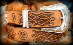 Celtic leather belt  hand tooled  Celtic buckle by Gemsplusleather, $222.00 Traditional Hand Tooled Brown Belt, Artisan Brown Belt Buckles As Gift, Traditional Handmade Brown Belt Buckles, Custom Engraved Brown Belts, Custom Brown Engraved Belts, Hand Tooled Brown Belt For Gift, Adjustable Hand Tooled Belt As Gift, Adjustable Hand Tooled Belt Perfect For Gifts, Engraved Brown Belt For Gift