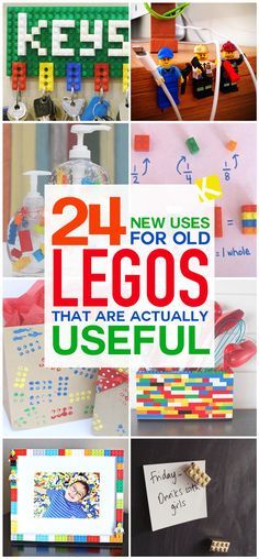 many different pictures with legos on them and the words, 21 new uses for old legos that are actually useful