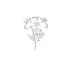 a black and white drawing of flowers with the words happy birthday written in cursive writing