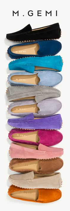 The driving moccasin that’s sparked  an obsession. Now in 17 rich new colors  of decadent suede. Driving Moccasins, Shoe Closet, Crazy Shoes, Hippie Chic, Shoe Lover, Suho, Beautiful Shoes, Every Woman