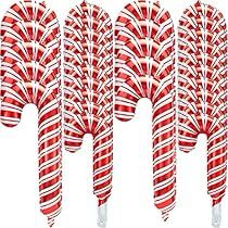 six red and white candy canes in the shape of an elephant's head