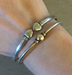 Cheap Silver Novelty Bracelets, Cheap Silver Bangle Charm Bracelet, Affordable Silver Bangle Charm Bracelet, Mixed Metal Bracelets, Ball Bracelet, Cuff Bangle Bracelet, Funky Jewelry, Jewelry Lookbook, Jewelry Inspo