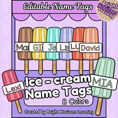 ice cream name tags for kids and adults