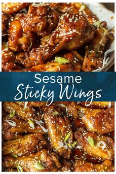 sesame sticky wings with sesame seeds on top