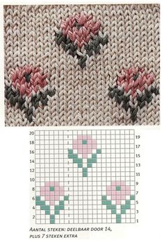 two cross stitch designs, one with pink flowers and the other with green leaves on it