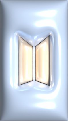 an open window in the middle of a white wall with light coming through it,