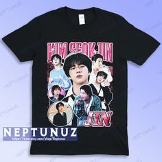 K-Pop Fashion is here!  This T-shirt is everything you've dreamed of and more. It feels soft and lightweight, with the right amount of stretch. It will brings you the comfort and elegance to your life also when you are representing your favorite K-Pop band! We are using Gildan for all the items here! Product Detail : Preshrunk jersey knit Seamless double-needle 2.2 cm collar Taped neck and shoulders Double-needle sleeve and bottom hems Classic midweight fabric Tear away label Unisex sizing (runs Red Velvet Shirt, Twice Clothing, Kpop Boyband, Korean Fashion Shirt, Vintage Retro Aesthetic, K Pop Fashion, Working On Saturday, Kpop Tshirt, Jin Kim