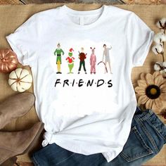 Elf Grinch, Cow Appreciation Day, Avengers Shirt, Cheer Tshirts, Best Friend Day, Christmas Friends, Friends Tshirt, Christmas Characters, Friends Shirt