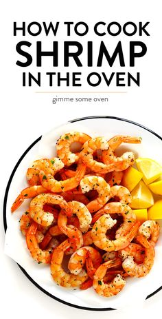 the cover of how to cook shrimp in the oven