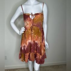 Brand New With Tags Adjustable Spaghetti Straps Runs Bigwill Fit A Small Tie Dye Sundress, Fit Board, Floral Dress Formal, Fit Board Workouts, Dress Formal, Wild Fable, Orange And Purple, Color Orange, Sundress