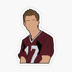 a man in a football uniform with his eyes closed sticker on a white background