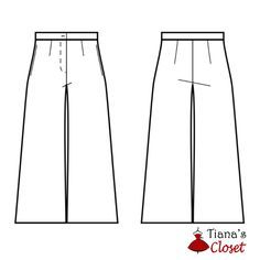 the front and back view of a women's pants sewing pattern, with an image of