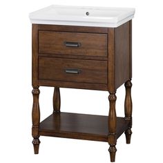 a bathroom vanity with two drawers on one side and a white sink on the other