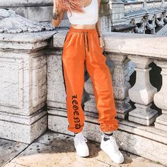 Women Loose Sweatpants Harajuku Trousers  Autumn Female Orange Letter Printed Joggers Pants Hip Hop Dance Pants Plus Size Sport Street Style, Dance Pants Hip Hop, Hip Hop Dance Outfits, Loose Sweatpants, Hip Hop Pants, Printed Jogger Pants, Jogger Pants Casual, Dance Pants, Pants Women Fashion