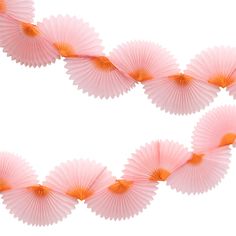 pink paper fan garland with orange trim on white background