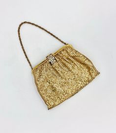 Vintage 1940s Whiting and Davis Gold Mesh Evening Bag, 40s Metallic Formal Purse, VFG Disco Shoes, Formal Purse, Vintage Evening Bags, Vogue Sewing, Vogue Sewing Patterns, Evening Handbag, Mesh Bag, Small Purse, Vintage Handbags