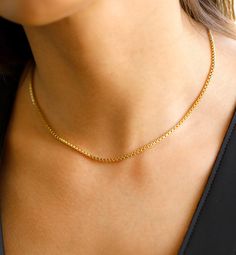 "Box Chain Necklaces 14k Solid Gold or 925 Sterling Silver, Rose Gold Chain Necklace Gift for Her & Birthday Gift for Him BEST GIFT FOR YOUR LOVE ♡ ○ Material: 14k Solid Gold, High Quality 925 Sterling Silver ○ Finish: Yellow Gold, Rose Gold, White Gold ○ Necklace length :  14'', 16\", 18\", 20\", 22\", 24\"  H O W ∙ T O ∙ O R D E R:  - STEP 1: Select your necklace NECKLACE LENGTH  from the First drop-down menu; - STEP 2: Select your necklace FINISH from the Second drop-down menu; PACKAGING:  ○ 14k Gold Box Chain Necklace For Gift, Rose Gold Plated Box Chain Necklace, Gold Rolo Chain Necklace For Anniversary, Gold Plated Box Chain Necklace For Anniversary, Rose Gold Box Chain Necklace As Gift, Rose Gold Box Chain Necklace Gift, Anniversary Gold Plated Box Chain Necklace, Gold Box Chain Necklace For Anniversary, Rose Gold Curb Chain Necklace As Gift