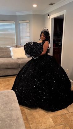 Dare to be different with a black wedding dress featuring floral details – redefine elegance on your special day! 🖤🌺 #UniqueWeddingDress #FloralBridalGown Sequin Quinceanera Dress, Glittery Black Quince Dress, Black Sparkly Sweet 16 Dress, Qencenera Dresses Black, Black Glitter Quince Dress, Black Glitter Quinceanera Dresses, Quinceañera Black Dress, Black And Silver Quince Dress