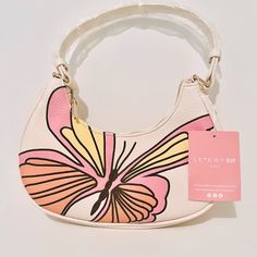 Skinny Dip London Women’s Pebble Faux Leather Shoulder Butterfly Bag. New With Tag Please See All Photos Trendy Shoulder Bag For Spring Errands, Trendy Spring Shoulder Bag For Errands, Cute Yellow Bags For Spring, Trendy Yellow Shoulder Bag For Spring, Spring Day Out Bag With Zipper Closure, Yellow Crossbody Shoulder Bag For Day Out, Black Quilted Bag, Butterfly Bag, London Women