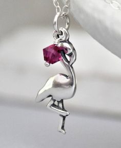 Flamingo Necklace, Silver Flamingo Bird Necklace, Sterling Silver Flamingo Charm, Flamingo Lovers Gifts, Flamingo Jewelry, Pink Flamingo #FlamingoCharms #FlamingoNecklace #FlamingoJewelry #PinkFlamingoCharm #PinkFlamingJewelry #FlamingBirdJewelry #SterlingSilver #FlamingoLovers #PinkFlamingo #FlamingoBird Pink Sterling Silver Charm Necklaces, Pink Sterling Silver Charm Necklace, Pink Sterling Silver Necklace With Charms, Pink Sterling Silver Charm Necklaces With Lobster Clasp, Pink Sterling Silver Dangle Charms, Sterling Silver Charm Necklace With Lobster Clasp In Pink, Adjustable Pink Sterling Silver Charm Necklaces, Nickel-free Pink Sterling Silver Charm Necklaces, Pink Sterling Silver Charms