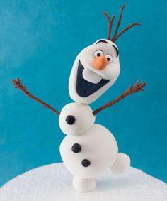 a close up of a cake decorated like a snowman