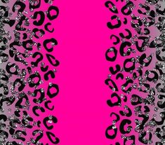 a pink and black leopard print wallpaper with silver sequins