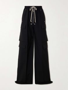 Shop RICK OWENS Cargobelas eyelet-embellished grain de poudre wool wide-leg pants, Explore the latest RICK OWENS women's collection today on NET A PORTER Aw 2023, Simplicity Fashion, Rick Owens Women, Slouchy Style, Flat Dress Shoes, Dress Flats, Loose Tees, Sport Swimwear, Exclusive Dress