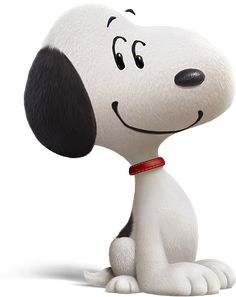 a cartoon dog with a red collar sitting on the ground