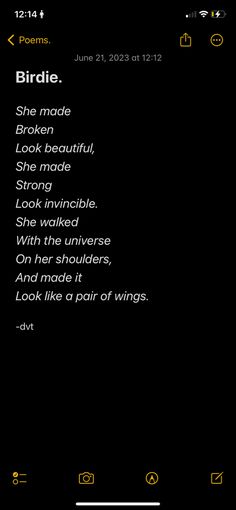 the text on the screen reads,'birdie she made broken beautiful, strong