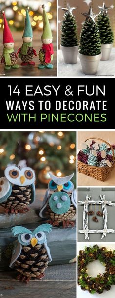 Easy Pinecone Crafts for Christmas - These DIY decor ideas are just what I needed since the kids always collect more pinecones than we know what to do with! Love that they look great but are easy to make and inexpensive too! | Pinecone Decor | Christmas DIY | Just Bright Ideas Christmas Crafts With Pinecones, Crafts With Pinecones, Christmas Decor Projects, Pinecone Decor, Crafts For Christmas, Diy Decor Ideas