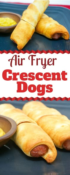 an air fryer crescent sausages on a plate