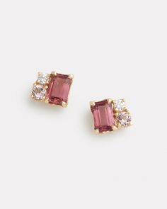 Pink Tourmaline, Morganite, and Diamond Cluster Stud – Jamie Wolf Pink And Green Tourmaline Ring, Pink Tourmaline Earrings, Pink Stone Earrings, Pink Sapphire Jewelry, Lilac Earrings, New York City Ballet, Morganite Earrings, Jewelry Product Shots, Pink Stud Earrings