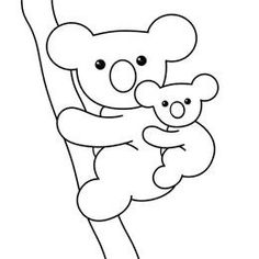 a drawing of a koala holding a baby koala