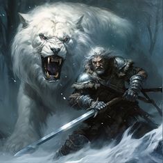 Werewolf Warrior Fantasy Art, Wolf Rider Fantasy Art, Dog Warrior Fantasy Art, Snow Warrior Art, Old Viking Fantasy Art, Great Warriors, Black Anime Characters, The Witcher